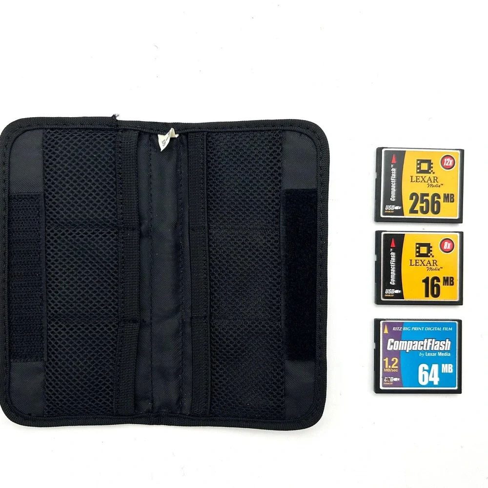 CompactFlash CF Card Storage Case Holder Wallet + 3 Memory Cards